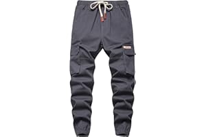 YoungSoul Boys Joggers Pants Drawstring Elastic Slim Fit Kids Cargo Trousers