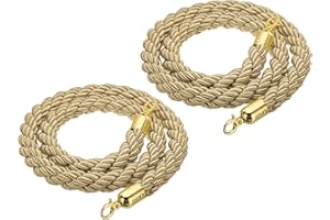 PATIKIL Stanchion Rope, 2 Pack 1.5m/5Ft Barrier Rope Twisted Post Ropes with Snap Hooks for Posts Stands Queue Divider Crowd Control of Hotel, Golden Hook, Champagne Gold Rope