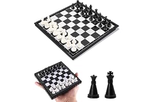 LEEQBCR Schackspel, magnetiskt hopfällbart schackbräde, bärbart och hopfällbart schackset, magnetiskt reseschack Mini schack