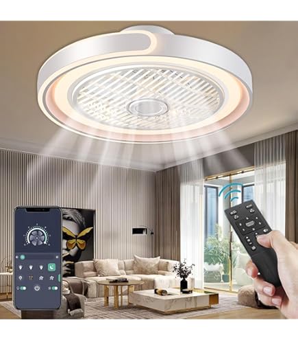 Vierkante Plafondventilator Met LED-licht LED 50W Moderne Plafondventilator Drie 6 Snelheden Verstelbare Ventilator Dimbare Hanglamp Voor Slaapkamer Badkamer Woonkamer Kantoorventilator 360 ° Hoof