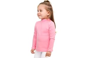 Lilax Girls' Basic Long Sleeve Mock Turtleneck Cotton T-Shirt