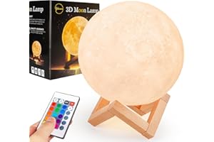 GLOBARNIA Luz de Luna 3D 15 cm Diametro Lampara Luna 16 Colores Luz Mesita Noche Nocturna Infantil Lampara Led Moon Light Inalambrica Recargable Decorativa con Mando Control Tactil Usb