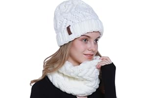 vamei 2 Pezzi Cappello Invernale da Donna Berretto Invernale Cappelli Donne Sciarpa e Berretti in Maglia Beanie Cappellini Berretto da Sci Berretto Unisex