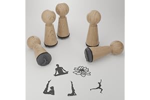 13GRAMM Yoga Stempelset - Zauberhafte Motive für kreative Entspannung - Geschenkidee für Yoga-Liebhaber - Buchenholzstempel für DIY-Projekte