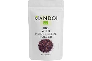 ‎MANDOI Mandoi BIO wild Heidelbeere Pulver, 50g organic wild blueberry 100% Fruchtpulver ohne Zusätze ohne Zucker, Blaubeere