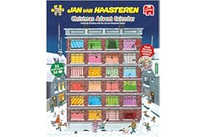 Jan Van Haasteren Christmas Advent Calendar - 24 Days of Puzzles, Puzzle the Scene Behind the Curtains - Fun 54 Piece Adults Puzzle & Comic Puzzle -100% Recycled Cardboard Jigsaw Puzzle for Adults