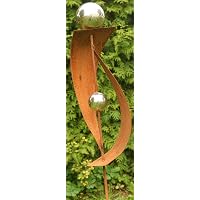 Gartenstab Mit Edelstahlkugeln - Metall-Skulptur, 200 Cm Hoch, Edelrost-Optik, Wetterfest, Zum Einstecken