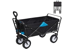 EUGAD 0009HC Chariot de Transport pour Jardin Max. 80kg Chariot Pliable à 4 Roues Tissu Oxford Anthracite+Turquoise