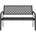 Grand patio Garden Bench, Outdoor Bench with 2-3 Seater, Rust Resistant, Stamped Pattern, Choice of Colours, Suitable for Indoor, Outdoor, Patio, Park (Black)
