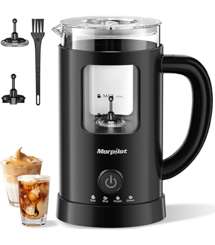 APTMAPT Milchaufschäumer Elektrisch 500W 4 in 1 Automatisch 350 ml für Heiße und Kalte Milch, Kaffee, Latte, Cappuccino (Schwarz