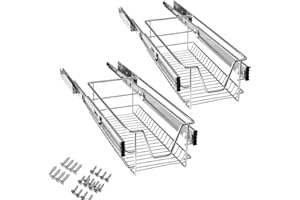 Aufun cajón telescópico extraíble Estante para Armario Estante para cajones de Cocina Estante para cajones para Dormitorio Cesta extraíble para Cocina (para armarios de 30 cm), 2 Piezas