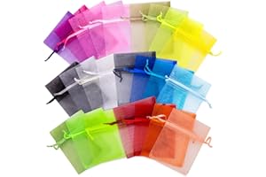 Saketos Organzasäckchen 25 Stück Geschenkbeutel Organzasäckchen bunt Schmuckbeutel Verschiedene Größen mit Kordel Hochzeit Geschenk Stoffsäckchen Gastgeschenke I 5 x 7 cm - Farbenmix