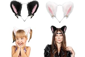 HXLJHALG 2Pcs Cat Ears Headband, Makeup Party Lace Cat Ears Headband,Halloween Carnival Party Masquerade Cosplay Sexy Women Lace Hair Accessories