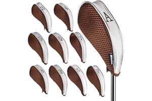 Andux Golf Couvre-Fer Maille avec Fermeture à glissière 10 pièces/Ensemble Café Gris