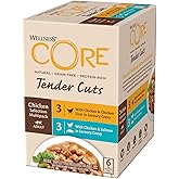 Wellness CORE Tender Cuts, 6 x 85g, Chicken Selection Mix, Wet Cat Food Pouches, Tender Pieces in Sauce, All-Natural, Grain-F