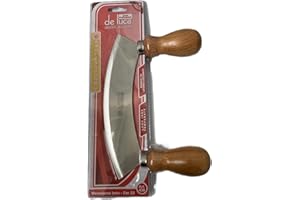 HOMELY MEZZALUNA -cm 22 lame inox temperate manici legno lucidati linea professionali per alimenti ART 439