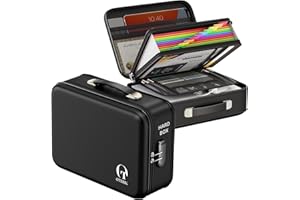 Oterri Fireproof Document Box, Hard Case File Box with Lock, Upgraded 8 Layers Large File Organizer, Water Resistant Safe Document Storage for Important Certificates, Black