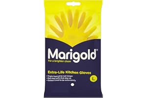 Marigold Unisex El Gloves-large-1 Pair Marigold Extra Life Kitchen Gloves Large, Yellow, L (Pack of 1) (Packaging may vary)