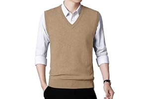 KUYIGO Mens Sleeveless Sweater Vest Classic Business Gentleman V Neck Knitwear Knitted Waistcoat Sweater Tank Tops
