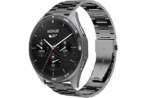 Blueshaweu 22 mm Bracelet Compatible with Hama Smartwatch 7010 (1.43 inches), 6010 (1.65 inches), 6910 (1.28 inches), Classic Stainless Steel Watch Strap Compatible with Hama 7010/6010/6910 Smartwatch