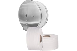 ‎BLANC HYGIENIC Blanc HYGIENIC Jumbo Toilettenpapier-Spender Maxi – Toilettenpapierhalter für Wandmontage, Set mit 1x Klopapierhalter inkl. 2X Toilettenpapier Jumbo-Rollen, 2-lagig, Edelstahl matt