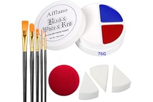Afflano Halloween Peinture pour le Visage Blanc Bleu Rouge 76g, Peinture Corporelle à Base d'Huile pour Drapeau France, Joker Clown Face Paint SFX Vampire Maquillage Cosplay Parties, Oeil Noir Sport