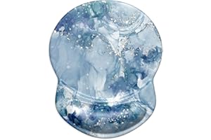 ITNRSIIET Tapis de Souris avec Repose-Poignet en Gel, Confort avec Repose-Poignet Ergonomique, Base en PU antidérapant, pour Ordinateur et Ordinateur Portable,Marbre Abstrait Bleu