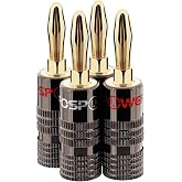 FosPower - Banana Speaker Connector &ndash; Banana Connectors for Speaker Cable | Premium 2 Pair Double Screw Connectors for HiFi S