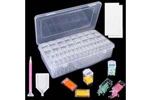 Kiperline Diamond Painting Boîtes De Rangement, 48 Pièces Diamond Painting Accessoires avec 128 Étiquettes pour Diamants, Perles Et Autres Accessoires De Bricolage