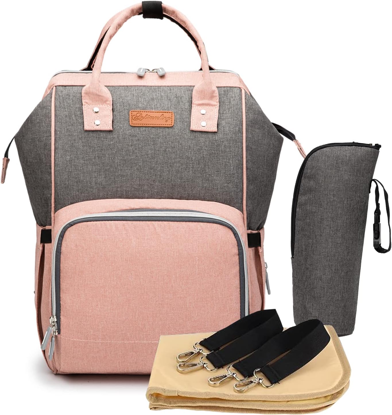 Ankommling Multifunción pañal bolsa de pañales cambiador de viaje, gran capacidad mochila bolsa reutilizable, ligero elegante Durable Mochila con bolsillo botella aislante para mamá y papá