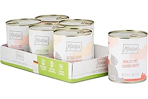 MjAMjAM - comida húmeda premium para gatos - paquete mixto I - pollo, ternera, corazones, paquete de 6 (6 x 800g), sin cereales con carne extra