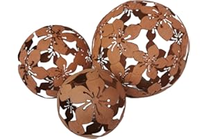 Goldbach Metallkugeln 3er Set 18/14 / 10cm Gartenkugeln rostfarben Blumen Kugel Rost Dekokugel Eisen