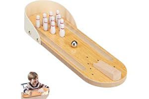 Magiho Kegelspiel für Kinder, Bowling Set Kinder mit 10 Pins, Mini Desktop Bowling, Geschicklichkeitsspiel Erwachsene mit Feine Verpackungen Bowlingkugel Hölzernen Desktop für Kinder Spiel Kegelspiel