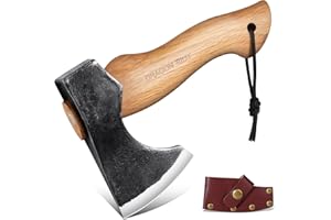 DRAGON RIOT Ascia da Sopravvivenza 22cm, Ascia Spaccalegna Professionale, Mini Accetta Bushcraft con Fodero, Ascia da Vichinga Forgiata a Mano, 690g Ascia Spaccalegna Piccola per Giardino e Trekking