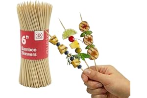 GUSTO [100 Count] 6 Inch Bamboo Skewers for Kabob, Grilling, Fruits, Appetizers, and Cocktails…