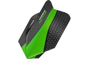 DARTS CORNER Harrows Retina | Plumas de dardos extrafuertes de 100 micras en forma delgada, 5 juegos de 3 vuelos, 15 plumas en total, color verde