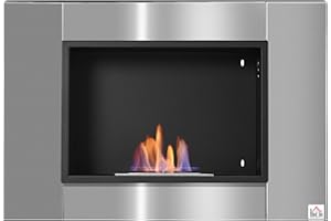 HOMCOM Cheminée bioéthanol Murale encastrable brûleur 1.5 L, Environ 3 h de durée de Combustion 80L x 14l x 54H cm Couverture 25-30 m² Acier INOX