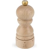 Paris u'Select Salt Mill 12 cm + Rock Salt Included, 6 Preset Grinding Settings, Made with PEFC Certified Wood, Made in Franc