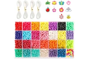 INSCRAFT Pony Beads Set, 4600 Pcs 9mm, 27 Colors, Letter & Star Beads, Elastic String, Adults, Non-Foldable, Jewelry Making Kit