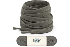 Laceter Lacci Scarpe Piatti 100% Cotone - Stringhe Scarpe da Sportive Resistenti - Lacci bianchi o di colore alternato - Larghezza 8mm