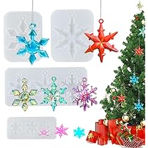BDSHUNBF Lot De 14 Moules De Noël En Résine époxy Et Silicone à Suspendre Pour Décoration De Noël En Forme D'arbre, Flocons De Neige, élan, Clochette, Cadeau