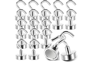 Anelueeoo 20 Stück Magnethaken Klein Magnethaken Extra Stark 20mm Magnet Haken Neodym Magnete mit Haken Haken Magnetische für Küchen Camping Grill Büro Outdoor und Kreuzfahrt Zubehör Silber