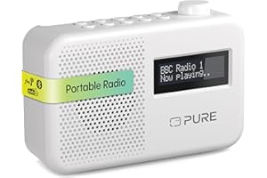 Pure Elan One2 Radio Portable Dab+/FM avec Bluetooth 5.1 (écran LCD, 10 Touches de mémoire, Fonctionne avec 4 Piles AA) Blanc Coton