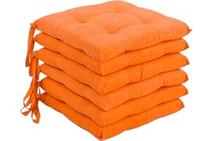 SPIGA LA TUA CASA CON STILE Cuscini Sedia Coprisedia, Set 6 Cuscini Sedia, Cuscini 4 Punti Imbottiti con Lacci (Arancione)