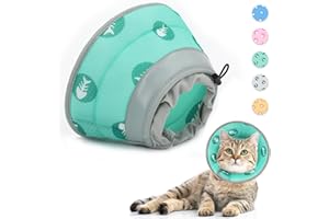 Supet Collare regolabile per gatto, collare morbido Cone dopo operazione e lesioni, per cuccioli, cani di piccola taglia e gatti (verde, M)