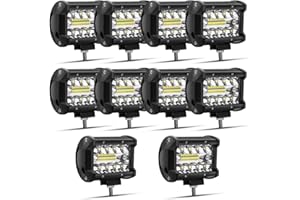 Safego 4" 60W Faro Trabajo LED Focos de Coche 12V 24V Faros LED Tractor 4800LM 6000K IP67 Impermeable Off-road Foco de Trabajo LED para Moto ATV SUV Tractor Camión Barco, 10PCS