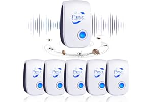 PEHTIY Repelente Ultrasónico de Plagas, 6 Pack Electrónico Repelente Mosquitos Control de Plagas, Repelente Ultrasónico Mosquitos para Anti Mosquitos, Moscas, Ratones, Cucarachas, Arañas, Roedores