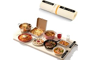 EXKEEN Große Warmhalteplatte Elektrisch, 2025 Neues Warmhaltebehälter Speisenwärmer,mit 9 Temperatureinstellungen und 6-Stunden-Timer,Faltbare Silikon Warmhalteplatte für Buffets Server (81 * 38 cm)
