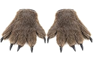 XINCHIUK Unisex Adults Animal Paw Claw Gloves - Werewolf Claws, Thick Plush Furry Gloves for Halloween, Christmas, Cosplay & Warm Winter Wear