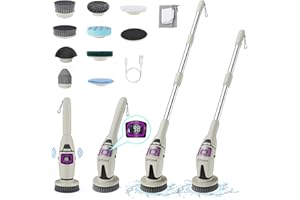 ‎SYTUNG SYTUNG Elektryczna Szczotka do Czyszczenia z Oświetleniem Otoczenia i Transmisją Głosu, Obrotową Główką Szczoteczki, 3 Stopniową Regulacją Mocy, Regulowaną Rączką Przedłużającą, Oświetleniem LED